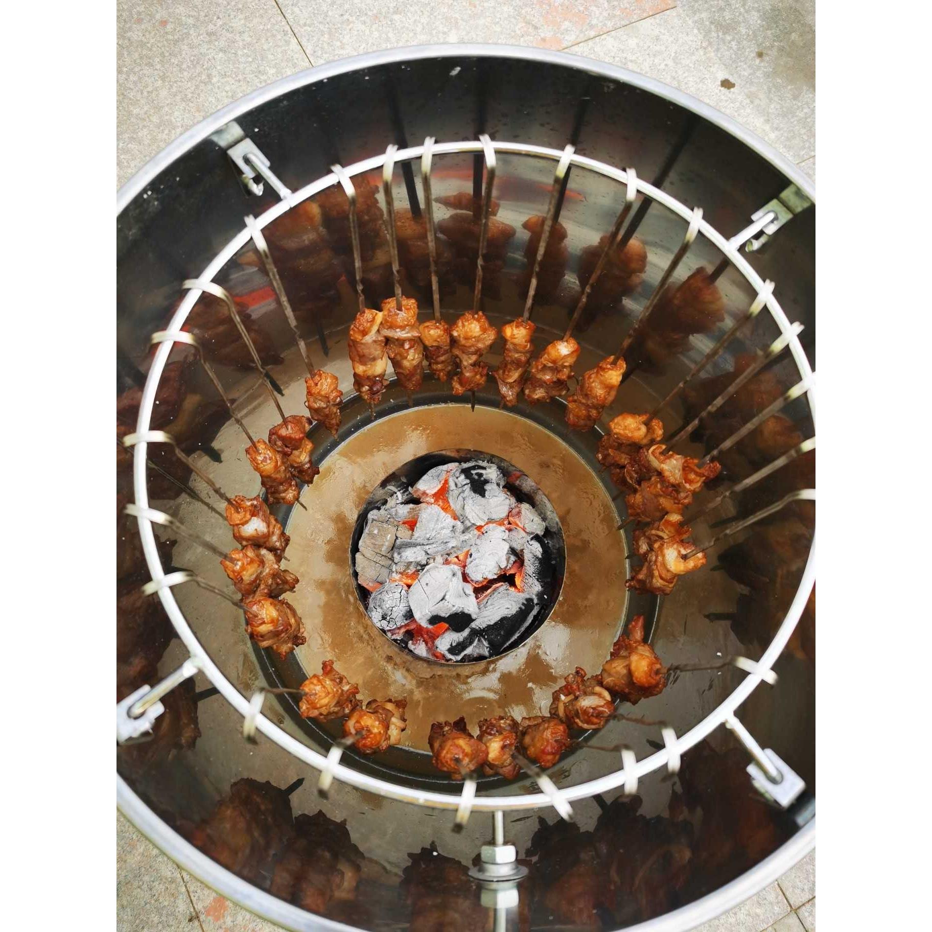 吊炉烧烤炉缸 烤羊腿烤鸭双层木碳熏香肠熏鱼桶商用 环保挂炉烤炉