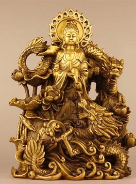 铜观世音佛像摆件净瓶柳枝观音御龙观音娘娘居家供养南海观音菩萨