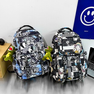 潮酷儿童书包小学生三到六年级男孩轻便涂鸦男童背包初中生双肩包