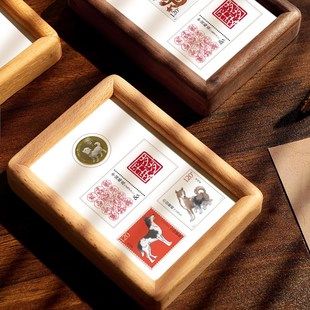 2003-2024纪念币+邮票12生肖实木相框摆台情侣生日礼物纪念送朋友