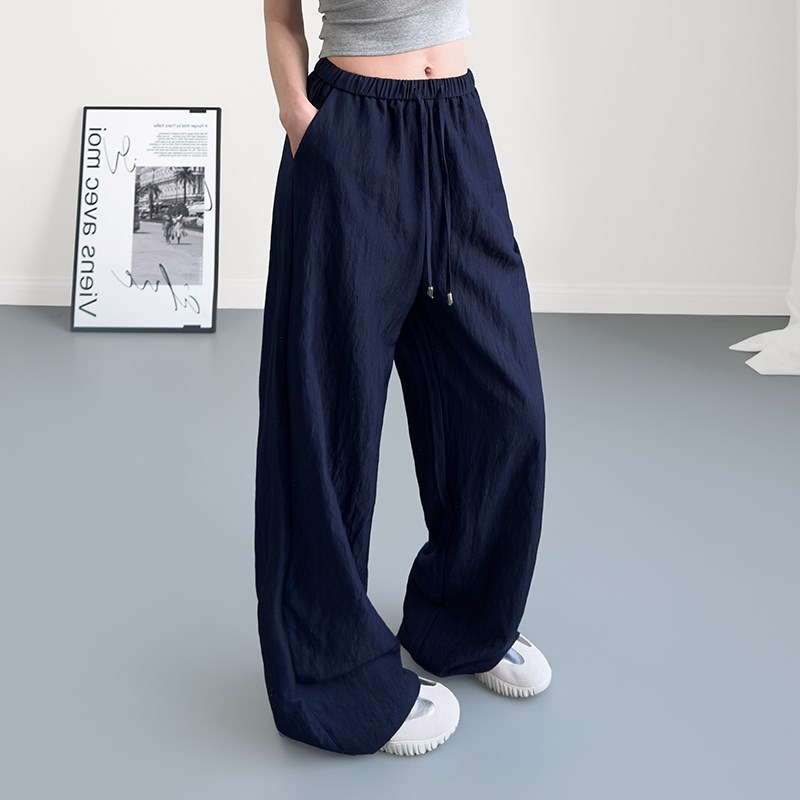 褶皱阔腿裤女2025春季胖tmm宽松显瘦休闲大码高腰仿牛仔直筒拖地