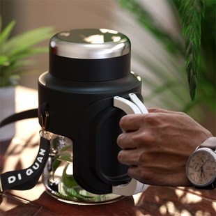 玻璃杯矮胖大口大容量粗耐高温矮胖单层好看的带把盖子男士水杯壶