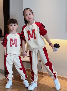 兄妹装运动套装春秋季2024新款女童春秋款卫O衣两件套儿童装姐弟