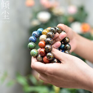 国粹工艺 漆器手串 高端档次 男女情侣款 螺钿饰品 文玩大漆手链