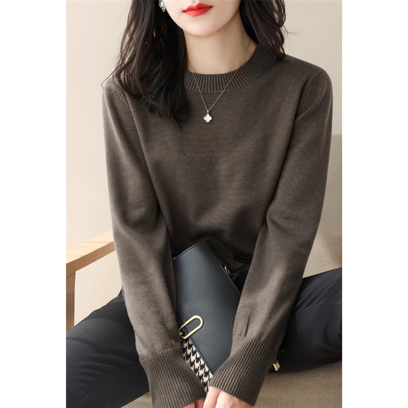 圆领针织打底衫女秋冬爆款外穿慵懒高级感宽松内搭超好看毛衣上衣