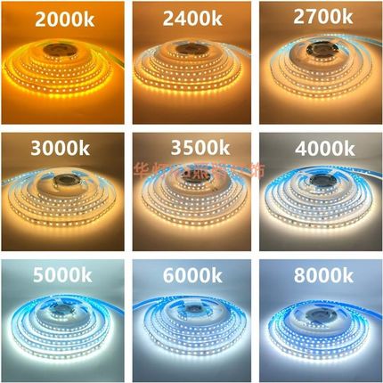 led灯带橙光12v/24v蓝光超亮贴片自粘高M亮软灯条红绿橙粉紫展示