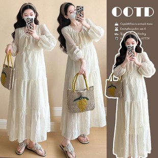 小清新气质减龄高级感潮妈裙春秋季 春装 孕妇连衣裙 孕妇装 2025新款