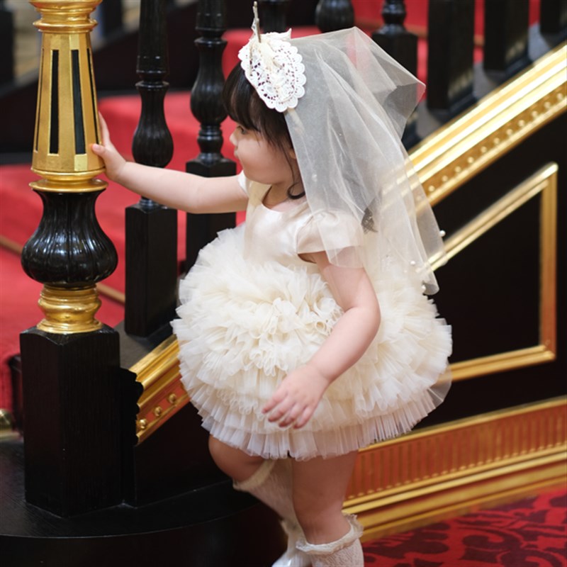 韩版夏超洋气公主裙女童连衣裙生日礼服婚纱表演裙走秀花童蓬蓬裙