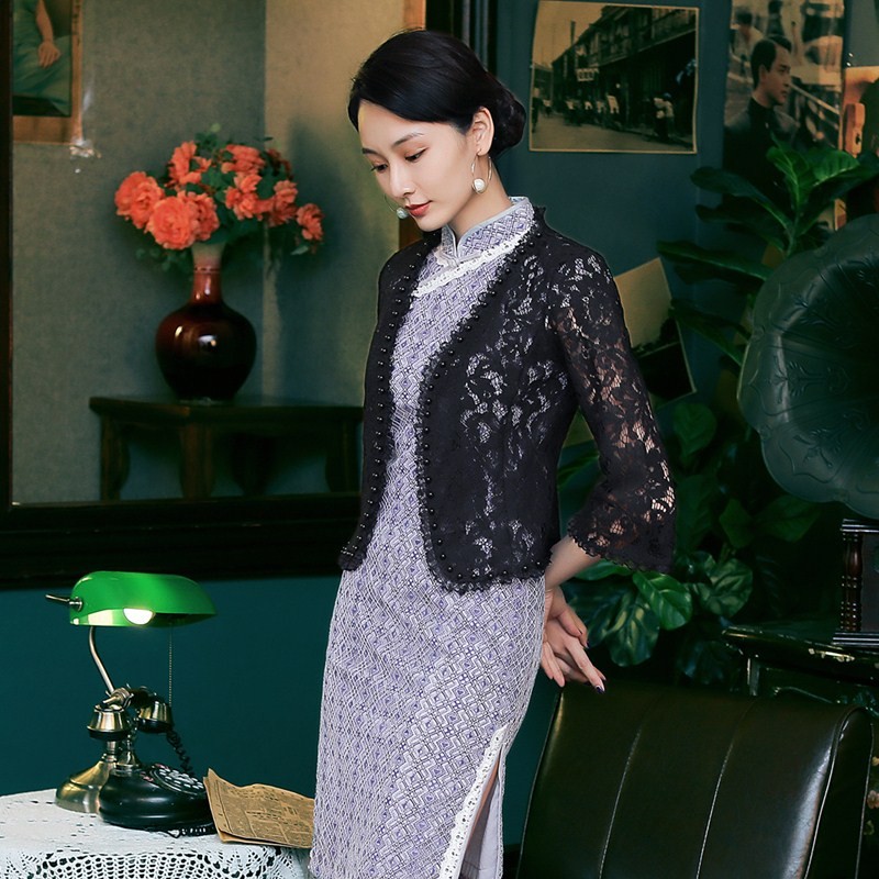 蕾丝披肩外套女夏外搭短款百搭复古薄款搭M裙子防晒开衫旗袍小披