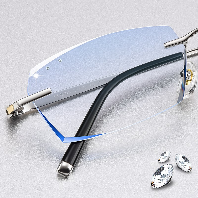 无框近视眼镜男超轻纯钛商务可配度数变色防蓝光无边框眼睛镜架潮