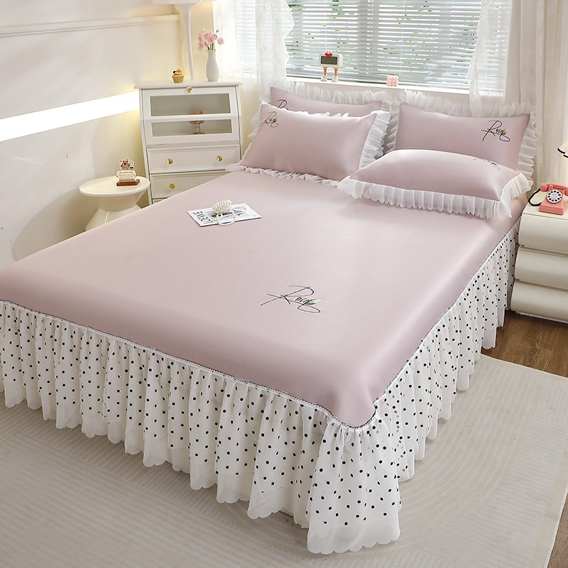 新款A类凉感冰丝凉席床裙款三件套夏季可机洗双人席子凉席空调席