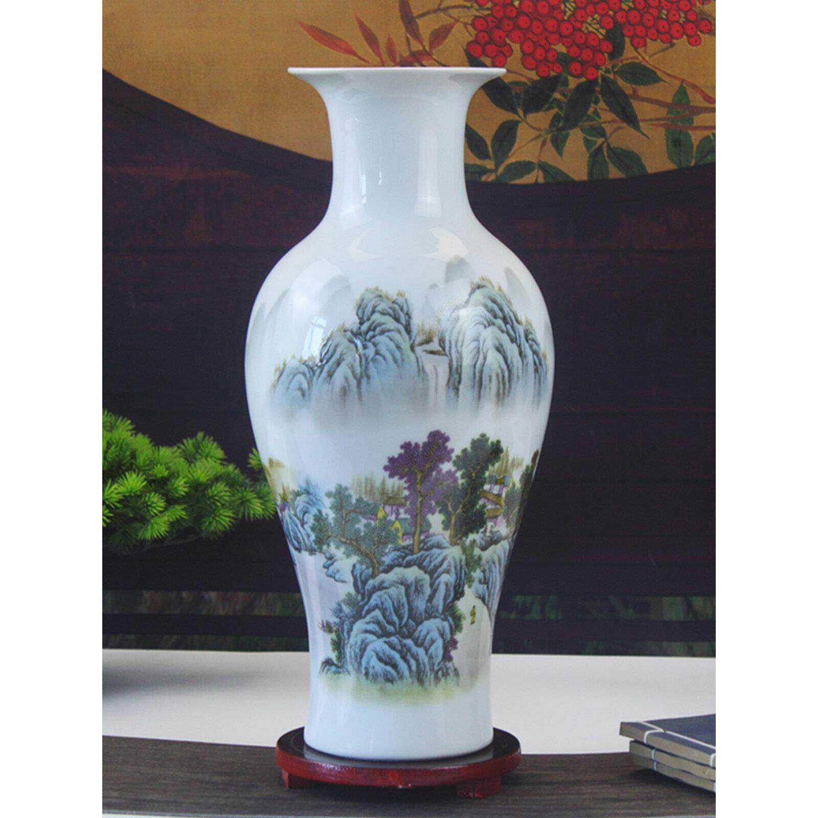 景德镇陶瓷花瓶装饰品丰富的竹编插花瓷器花瓶客厅家装景观入口装