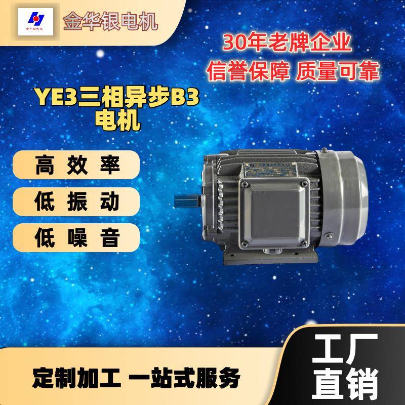 厂家直销YE3三相异步电机2，4，6，8极节能高效低噪全铜线圈