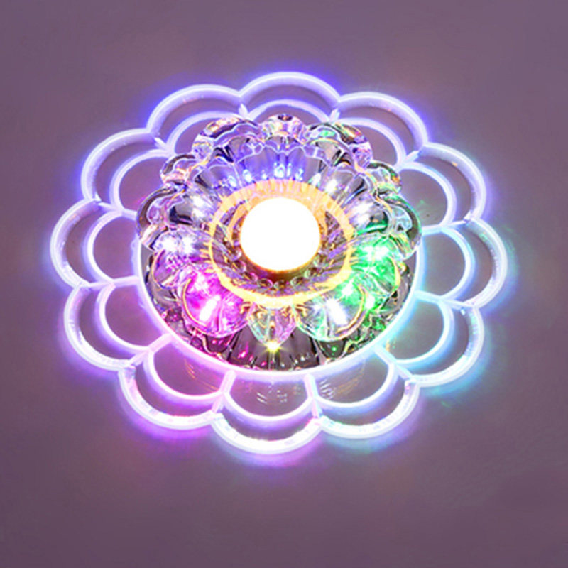 客厅彩色射灯fled七彩筒灯嵌入式水晶过道灯走廊灯玄关门厅入户灯