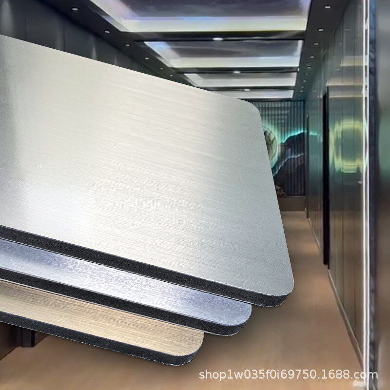 竹炭木金属板镜面板竹木纤维饰面板金属拉丝碳晶板