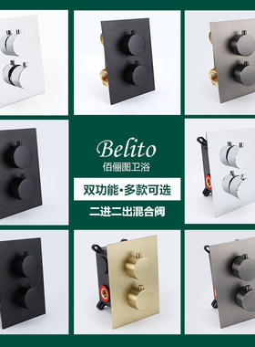 佰俪图 铜暗装h入墙式混水阀冷热水水龙头淋浴混合花洒暗装开关阀