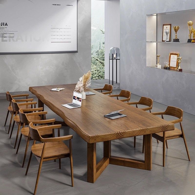 现代简约实木会议桌原木大板桌办公室商用长方形工作台原木洽谈桌,商业/办公家具,会议桌,淘宝优惠券,粉丝福利购,淘宝优惠卷