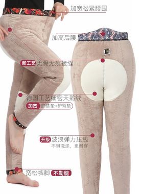 中老年三层加厚驼绒裤加绒棉裤女士高腰棉裤保暖裤羊绒裤妈妈棉裤
