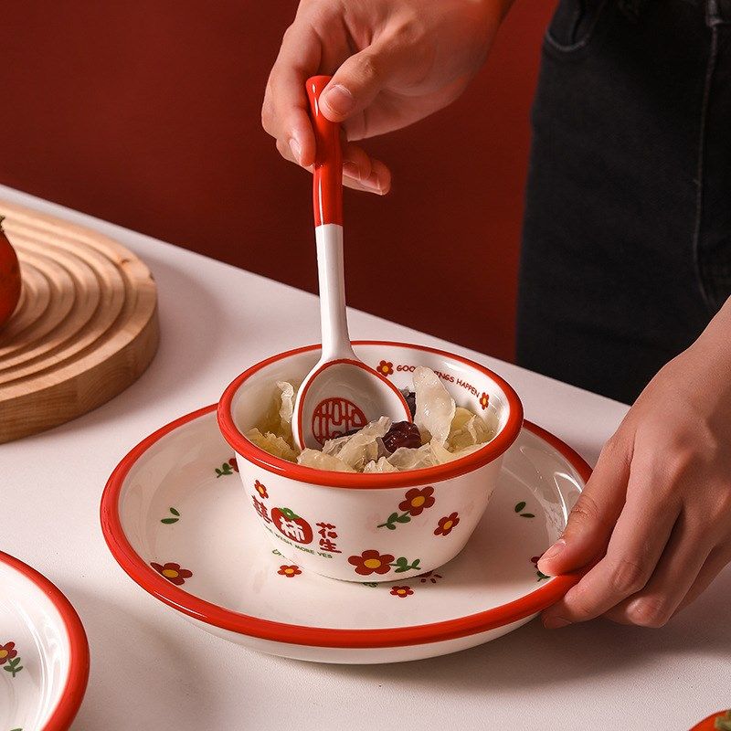 喜柿花生高颜值餐具结婚礼品套装新中式陶瓷碗碟盘婚庆节日伴手礼,餐饮具,瓷器套装,淘宝优惠券,粉丝福利购,淘宝优惠卷