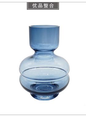 现代样板间客厅轻奢软装饰品创意家居深蓝色玻璃摆件BJ159-75-15