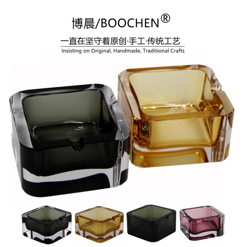 手工时尚琉璃玻璃水晶烟灰缸创意方形烟缸客房礼品彩色个性小烟缸