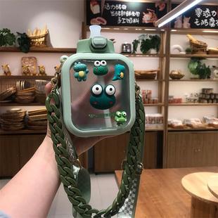 创意可爱夏天高颜值少女带吸管塑料杯子学生儿童便携防摔ins水杯