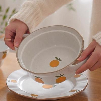 肆月小蓝花双耳碗家用大碗陶瓷碗面碗汤碗大号螺蛳粉碗嗦粉碗专用