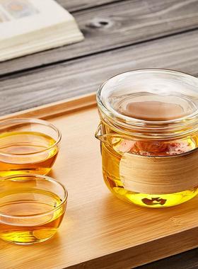 玻璃快客杯一壶二杯便携户外套装隔热单人功夫茶具家用泡茶壶茶杯