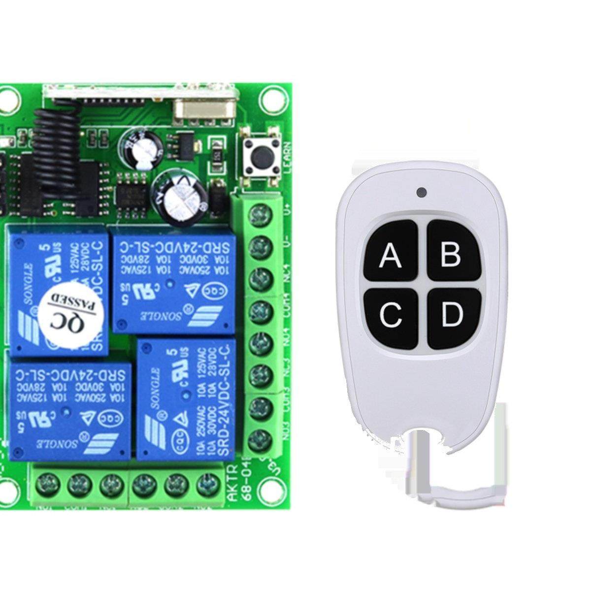 DC12V-24V4路无线数码遥控开关车灯喇叭车尾板升降机道闸电机开关,电子/电工,遥控开关,淘宝优惠券,粉丝福利购,淘宝优惠卷