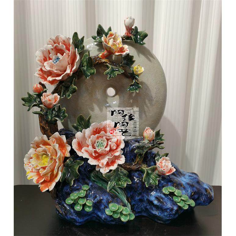 陶瓷工艺品 石湾公仔 牡丹摆件 花开富贵,家居饰品,桌面摆件,淘宝优惠券,粉丝福利购,淘宝优惠卷