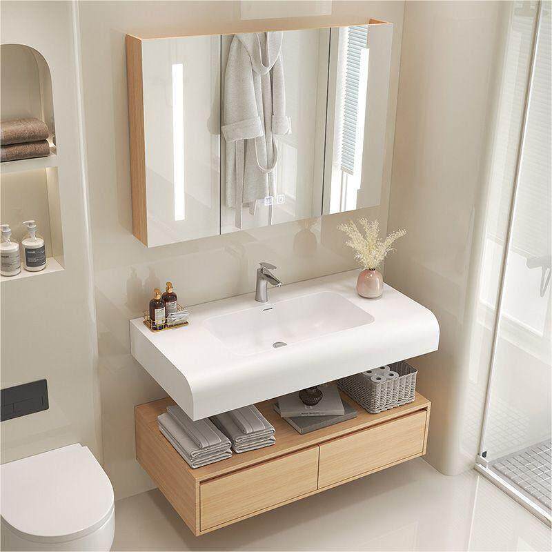 浴室柜洗脸盆柜组合肤感一体盆化妆室微晶石台面洗漱台卫浴洗手池