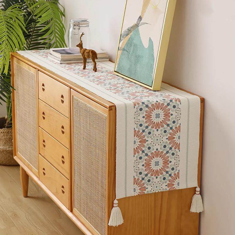 棉线餐桌桌旗编织电视柜旗桌巾长条桌布茶几布装饰布流苏防尘盖巾,居家布艺,桌旗,淘宝优惠券,粉丝福利购,淘宝优惠卷