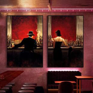 覆古酒吧墙面装饰画 画高级感ktv歌厅壁画 画 工业风清吧小酒馆饭