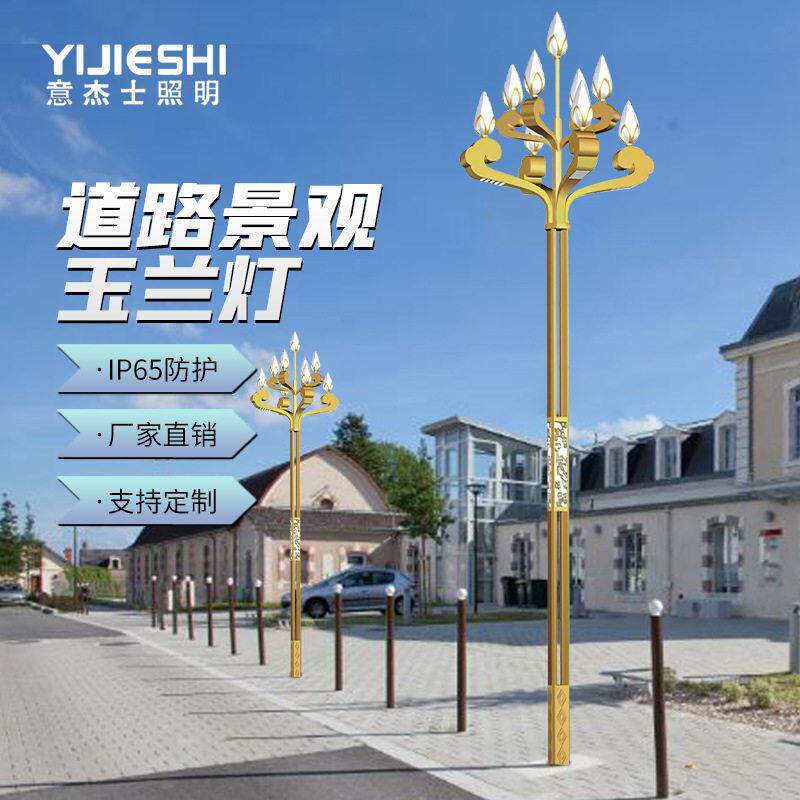 厂家生产大型LED八叉九火玉兰灯市政道路广场特色杆户外