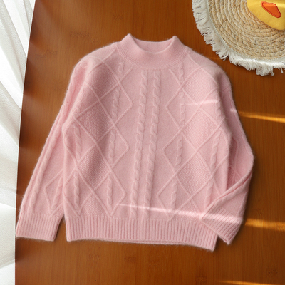 女童纯山羊绒针织衫高端落肩毛衣