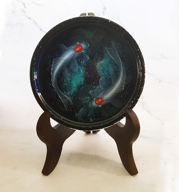子非鱼纯手绘3D星空大海立体树脂画金鱼*创意定制生日礼品摆件*礼