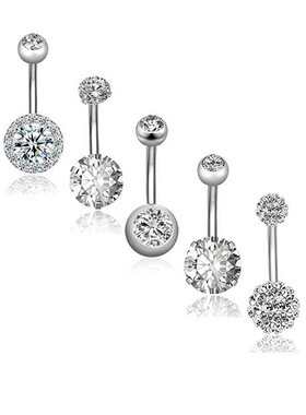 2024ebay亚马逊速卖通wish热销组合玫瑰金锆石肚脐环套装piercing