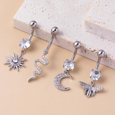 852简约锆石肚脐钉防过敏电镀
