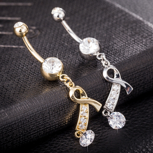 蝴蝶结精美肚脐钉时尚镶嵌锆石肚脐环外贸热销脐扣Navel Piercing