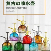 复古浮雕玻璃尖嘴弯头挤压壶浇花喷雾器小型浇水壶雾状喷壶浇花