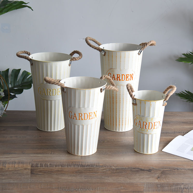 美式铁皮花桶鲜花桶家用醒花桶花店玫瑰花桶满天星百合水养插花桶