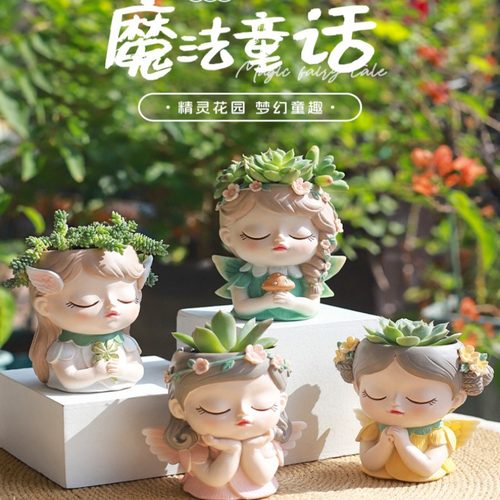 可爱女孩造型多肉花盆小盆栽森系仙女ins高颜值设计感好养活超萌