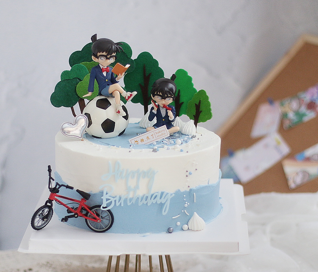 电话小学生摇头自行车蛋糕装饰品