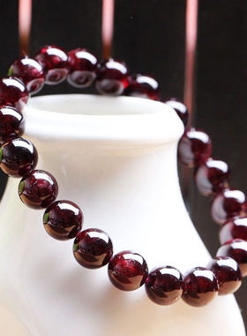 酒红石榴石多圈玛瑙民族风手串