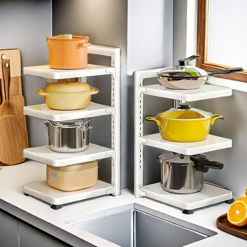 厨房锅具置物支架台面下水槽橱柜内放锅架多功能家用储物收纳架子