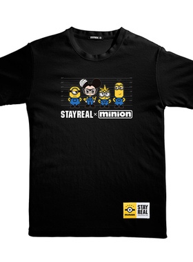 五月天阿信潮牌SR立正站好t恤 短袖黑白色小黄人系列时尚休闲情侣