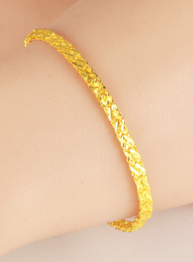 黄金手链女款9999足金手镯纯金首饰素金手环钱币形送老婆按克