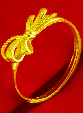 黄金戒指9999足金女款活口蝴蝶结专柜纯金食指环年轻人素金子