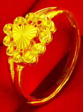 黄金戒指9999足金指环爱心形戒子真金纯金首饰结婚饰品送妈妈