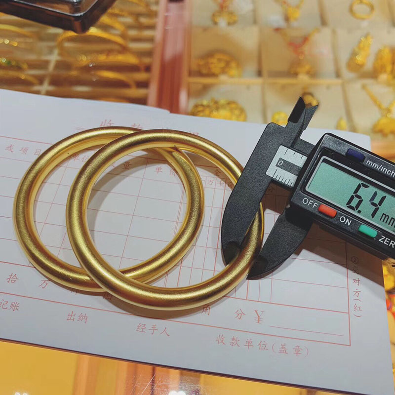 3D硬金黄金手镯足金999古法金传承金镯子正圆手环大气时尚新款女